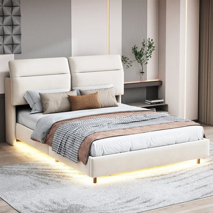 Gestoffeerd Bed – Tweepersoonsbed – Boxspringbed – Slaapbank – Opbergbed – 160x200 cm – Inklapbaar Hoofdbord – Gasdrukvering Opbergruimte