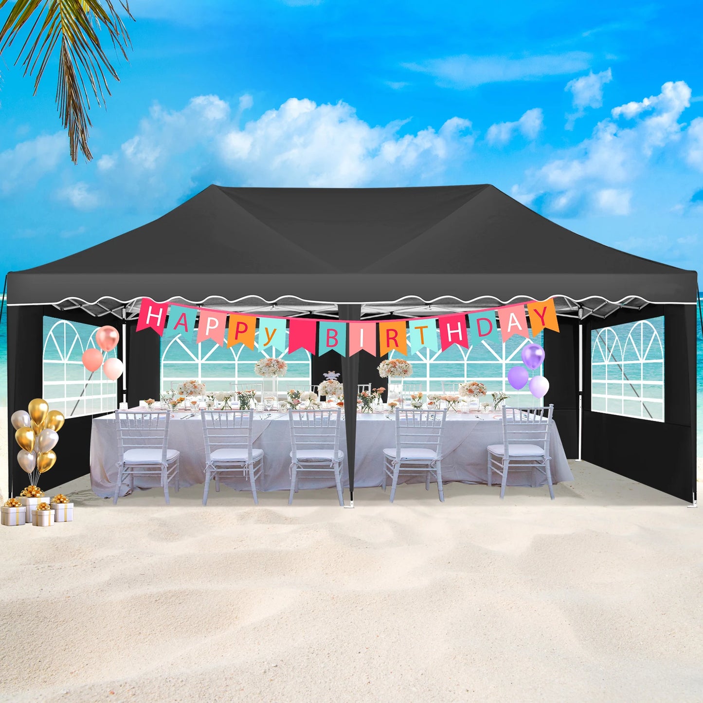 Partytent – Tent – Overkapping – Tuin Tent – 3x6 Meter – Waterdicht – UPF 50+ Bescherming - Blauw - QUORE