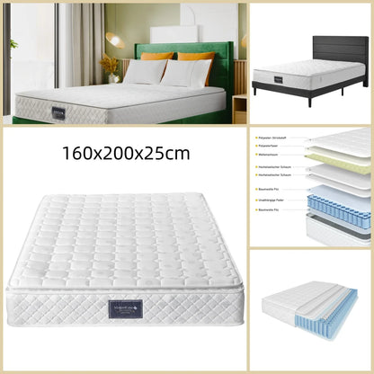 Pocketvering Matras – Springmatras – Matrassen – Slaapsysteem – Matras 160x200x25 cm – 7-Zone Koudschuim – Stevigheid H3