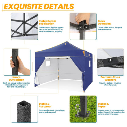 Partytent – Schaduwdoek – Vouwtent – Waterdicht Frame – UPF 50+ Zonbescherming - 3x3 m - Marineblauw