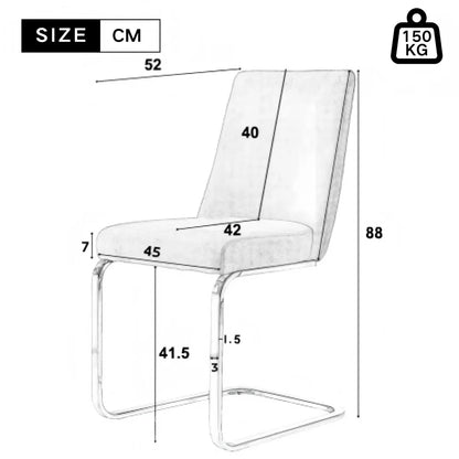 Eetkamerstoel – Set Van 6 - Velours Woonkamerstoel – Comfortabele Fauteuil – Lounge Stoel – Zacht Gewatteerd Zitvlak – Zilver Metalen Pootjes - Grijs