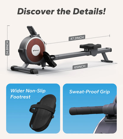Roeitrainer – Roeimachine – Roeiapparaat – Fitnessapparaat – Hometrainer – Magnetische Weerstand 16 Niveaus – Dubbele Glijrails Met Maximaal 159 kg Capaciteit