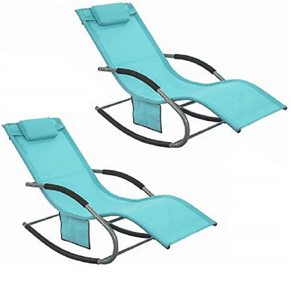 Ligbed – Tuinstoel – Zonnebed – Ligstoel – Tuinligbed – Blauw – Ergonomisch Ontwerp Met Hoofdsteun – Weerbestendig Met Metalen Frame