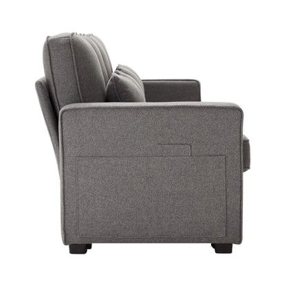 Hoekbank – Bank – Hoekbank Met Opbergruimte – Comfortabele Bank – Duurzaam Hennepstof – USB-Poorten – Instelbare Rugkussens - 290 × 83 × 88 cm - Donkergrijs