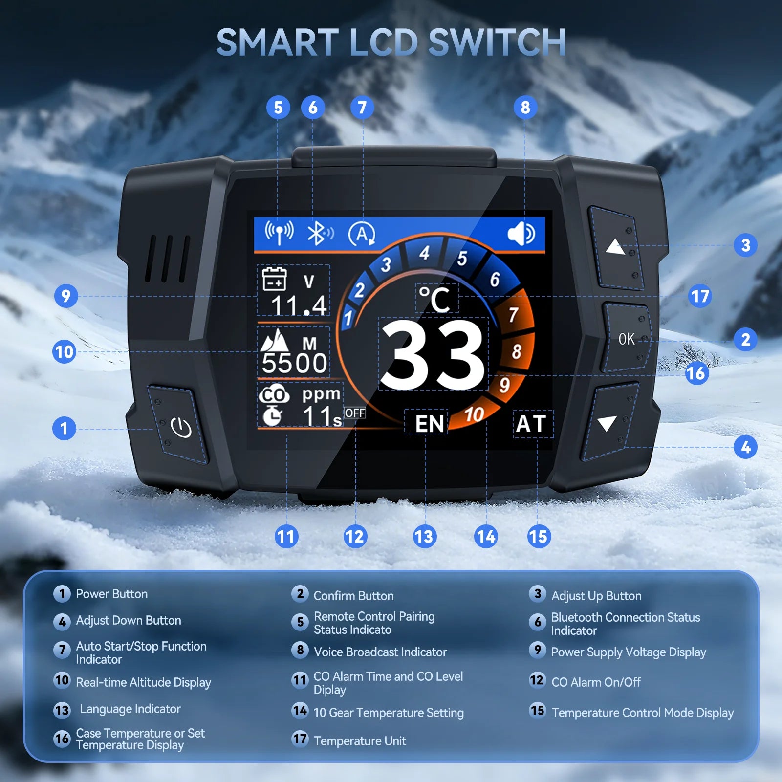 Dieselverwarming – Diesel Kachel – Camper Verwarming – Tentverwarming – Garageverwarmer – 8KW Vermogen – CO Bescherming met Automatisch Uitschakelen en Alarm - QUORE