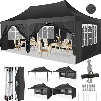 Partytent – Inklapbare Tent – Buitentent – Feesttent – Bruilofttent – Waterdicht Oxford Materiaal – Stevig Stalen Frame - Zwart
