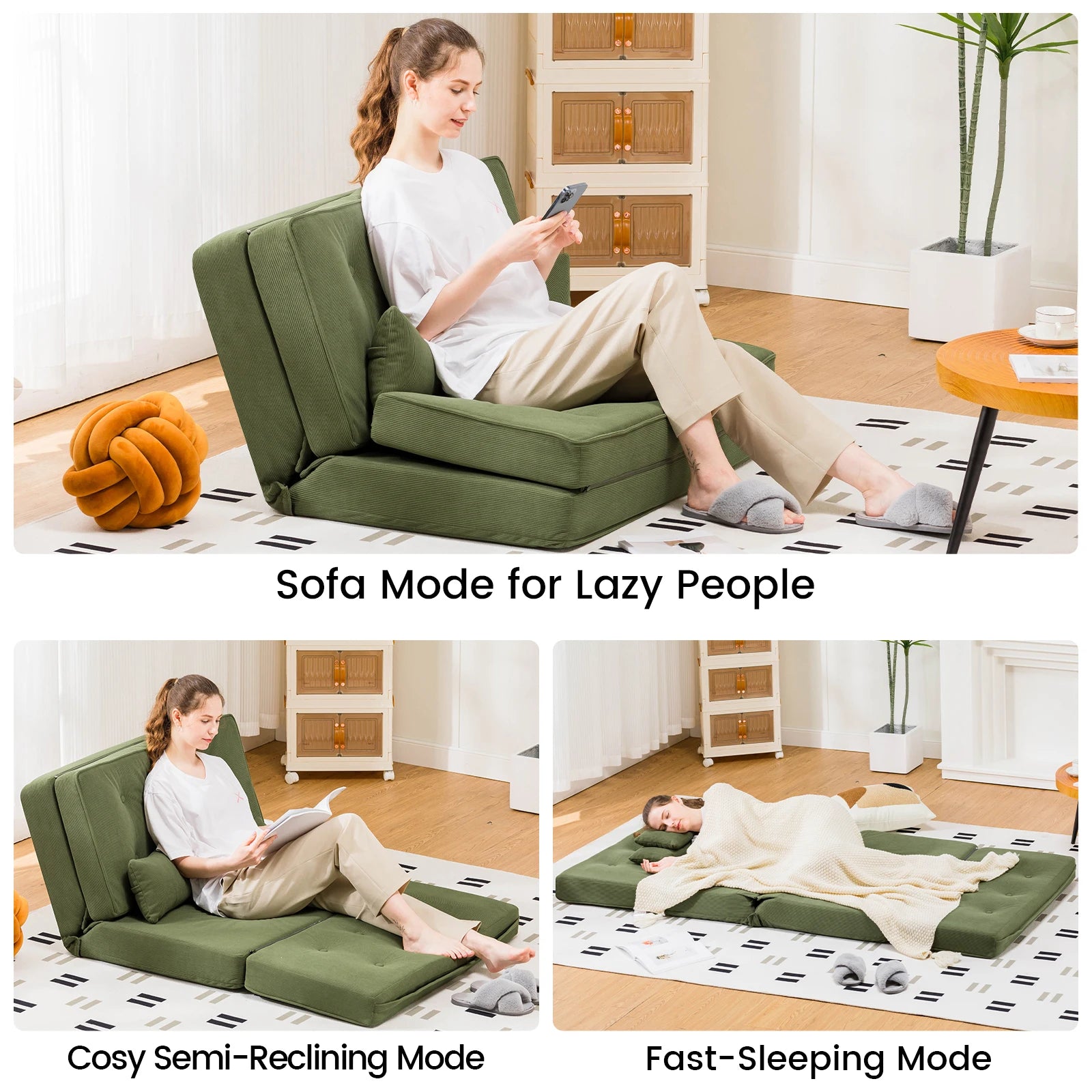 Slaapbank – Bedbank – Sofa Bed – Logeerbed – Zetelbed – 2-Persoons – 6-Standen Verstelbare Rugleuning – Ademend Linnen Materiaal - QUORE
