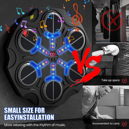 Music Boxing Machine - Music Boxing Machine voor de Muur - Gemonteerde Boks Trainer met Handschoenen & Bluetooth - Zwart