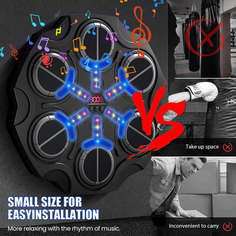 Music Boxing Machine - Music Boxing Machine voor de Muur - Gemonteerde Boks Trainer met Handschoenen & Bluetooth - Zwart