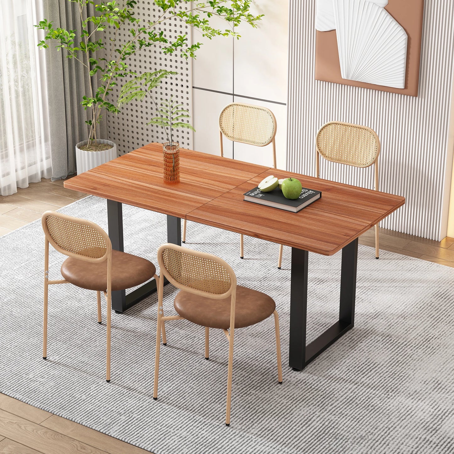 Eetkamerstoelen – Stoelen – Designstoelen – Set Van 4 – Ovale Rugleuning – Pu Zitkussen – Metalen Poot