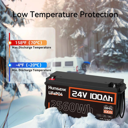 24V 100Ah LiFePO4 Accu – Lithium Batterij – Caravan Accu – Camper Accu – Zonne-energie Accu – Hoog Capaciteit – 15.000 Cycli Levensduur