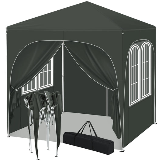 Folding Party Tent - Easy up Party Tent - Pop-up Pavilion - 2x2m - Adjustable Height - Side Walls - Waterproof - UV - Protection - Outdoor - Grey