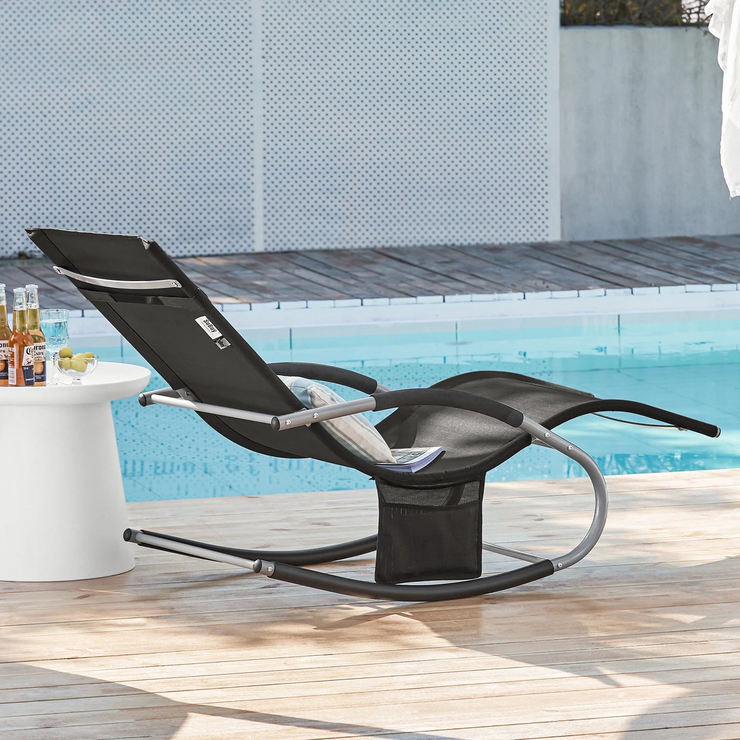 Tuinligstoel – Tuinstoel – Ligstoel – Relaxstoel – Strandstoel – Rood – Weerbestendig Frame – Ademend Synthetisch Textiel