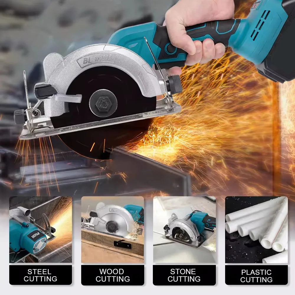 Accu Cirkelzaag - Snoerloze - Cirkelzaagmachine - 125mm - 18V - Instelbare Zaaghoek - Handcirkelzaag - voor Houtbewerking - Geen Batterij Inbegrepen