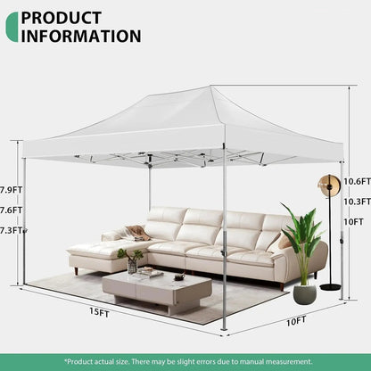 Tuinpaviljoen - Pop-Up Luifel – Luifeltent – Schaduwdoek – Terrasluifel – 3x4,5 Meter – Waterdicht Polyester – Stalen Frame - Wit