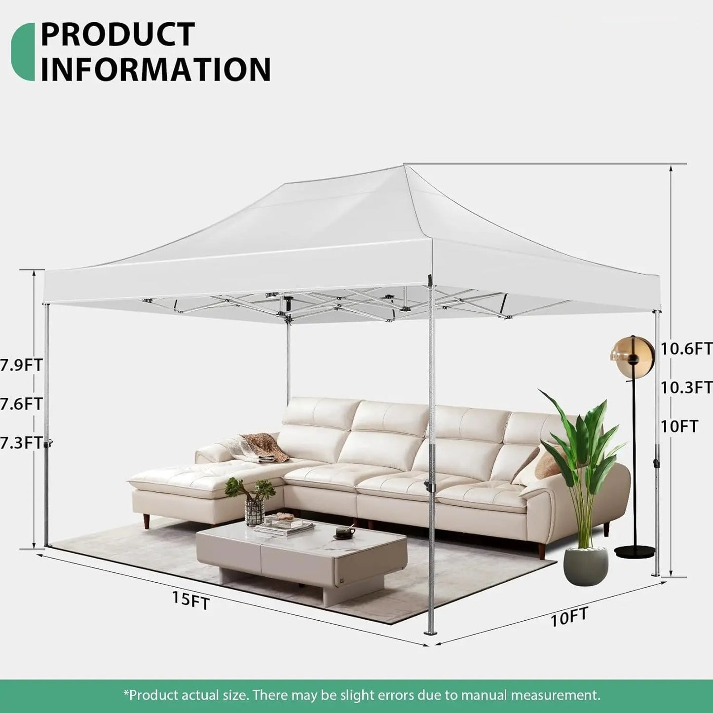 Tuinpaviljoen - Pop-Up Luifeltent – Overkapping – Tent – Luifel – Vouwtent – Waterdicht 420D Oxford – Verstelbare Hoogte 222-240cm - Wit
