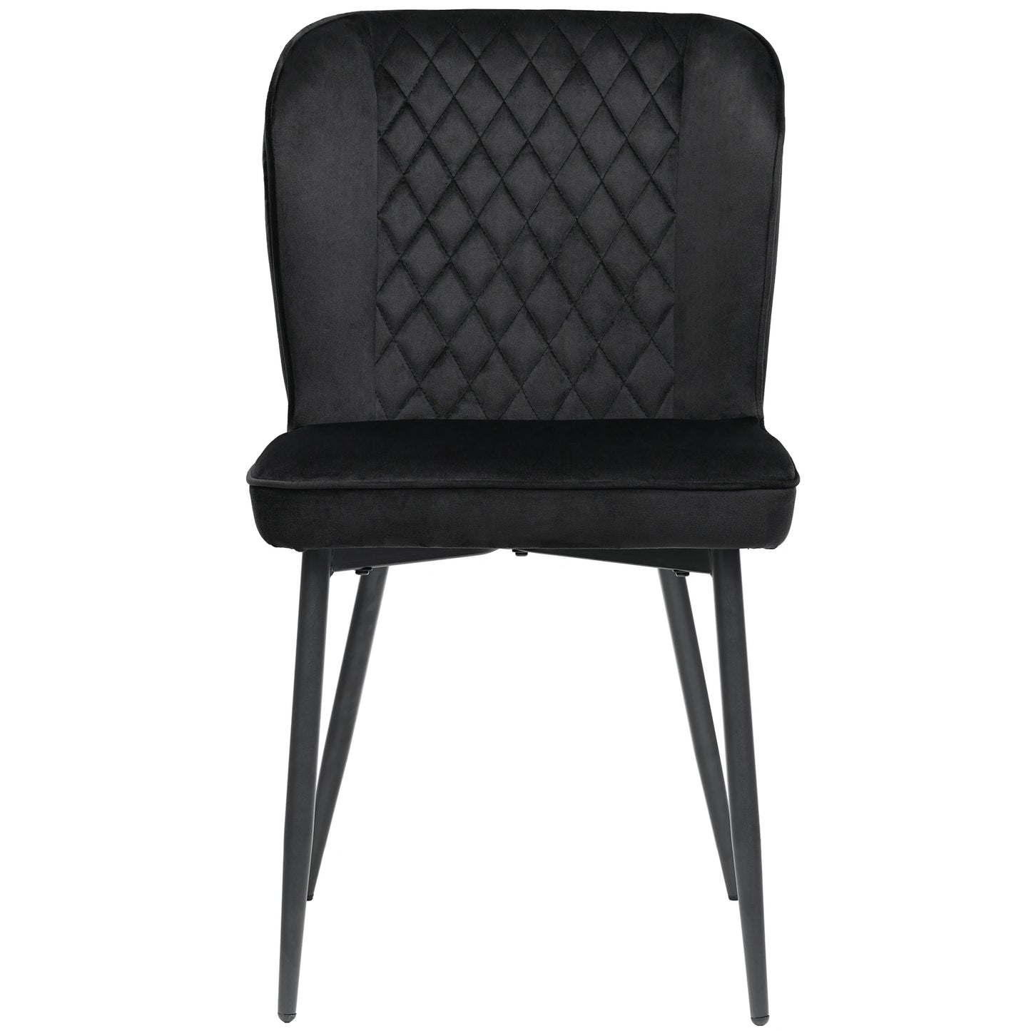 Eetkamerstoel – Set van 6 - Stoel Voor Eetkamer – Bureaustoel – Extra Zitplaats – Metalen Frame – Fluwelen Bekleding – Hoge Dichtheid Schuim - Zwart