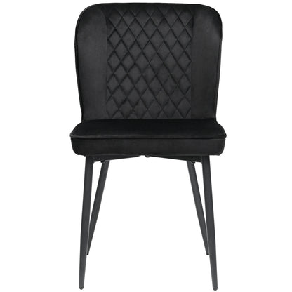 Eetkamerstoel – Set van 6 - Stoel Voor Eetkamer – Bureaustoel – Extra Zitplaats – Metalen Frame – Fluwelen Bekleding – Hoge Dichtheid Schuim - Zwart