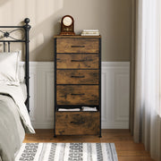 Ladenkast - Dressoir Kasten - Ladekast met 5 Stoffen Lades - Vintage Houtlook – Stabiele Opbergkast - Metaal Frame – Voor Slaapkamer - Woonkamer - Hal - 45.5x95.5 x30cm - Vintage Kleur