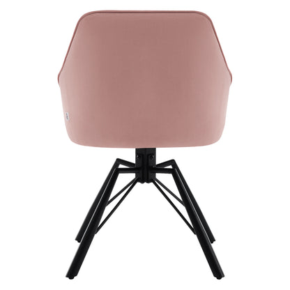 Draaibare Eetkamerstoel – Set van 2 - Eetkamerstoel – Stoel – Draaistoel – Comfortabel – Velvet Bekleding – 360° Draaibare Zitting - Fluweel - Roze - QUORE