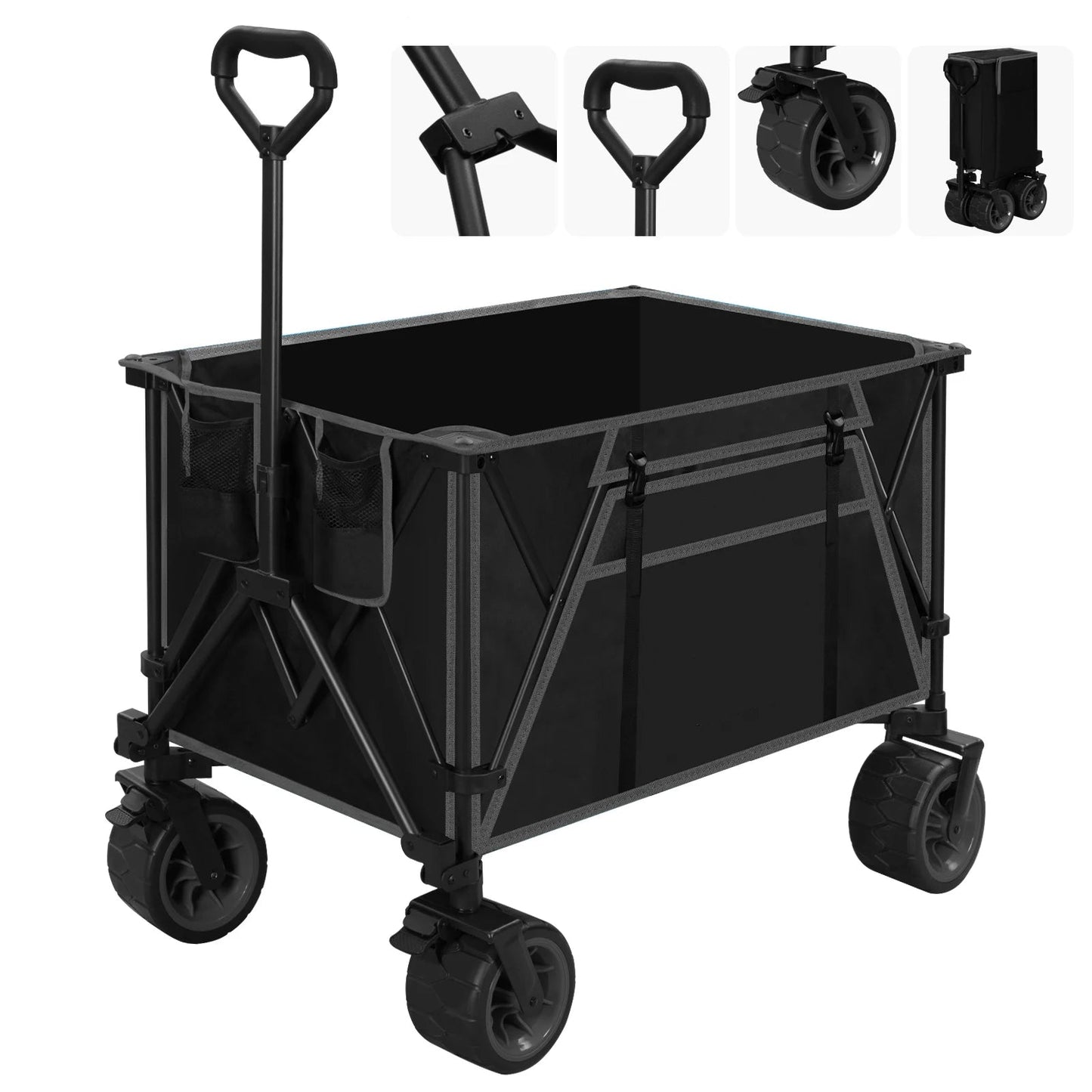 Bolderkar - Handkar - Bolderkar Opvouwbaar - Bolderwagen - 240L - met Remmen - Transportkar voor Alle Terreinen - Bolderkarren - Voor Strand, Kamperen, Picknick, Tuin, Winkelen – Grijs