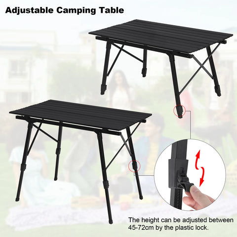 Table - Camping Table - folding camping table - lightweight camping table - adjustable and foldable - 4.73kg - Black