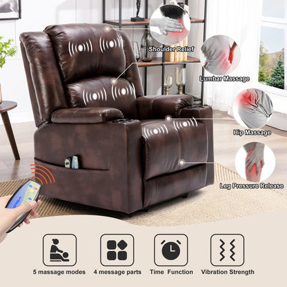 Elektrische Relaxfauteuil – Relaxstoel – Sta Op Stoel – Verstelbare Fauteuil – Massagefunctie – Kunstleer Bekleding – Draagvermogen 150 Kg - Wit