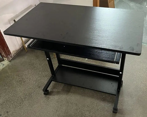 Desk - Desk for Adults - Desk for Computer - Computer Desk - Computer Table - Laptop Table - Computer Desk with Wheels - Height Adjustable - PC Table - Black