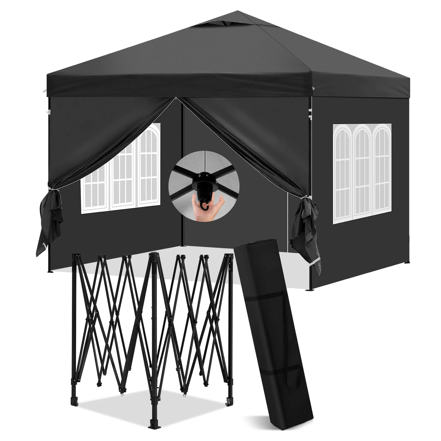 Paviljoen - Tuinpaviljoen - Partytent - Tuintent - Pop-up Kliksysteem - Stabiel - Vouwtent - Opvouwbaar - Waterdicht - Winterbestendig - 50+UV-Bescherming - voor Tuin - Buiten - Achtertuin - 210D Oxford - 3 x 3 m - Antraciet