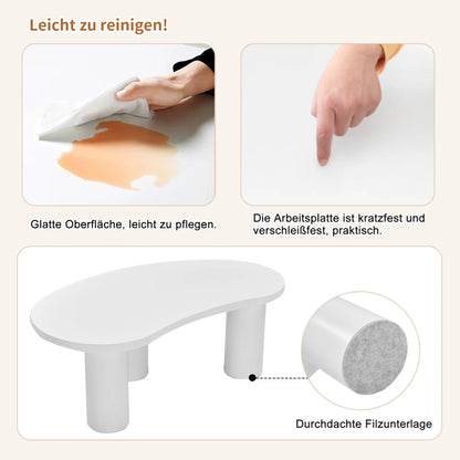 Halve Maan Salontafel – Bijzettafel – Woonkamertafel – Moderne Tafel – MDF Tafelblad – PVC Poten – Anti-Kras Viltjes