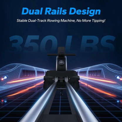 Roeimachine - Magnetische Roeitrainer - Roeiapparaat - App - Bluetooth - Dual Rail Systeem - Elektromagnetische Weerstand - 16 Weerstandsniveaus - Dual Rail Systeem - Stil & Krachtig - 160 kg Belastbaar