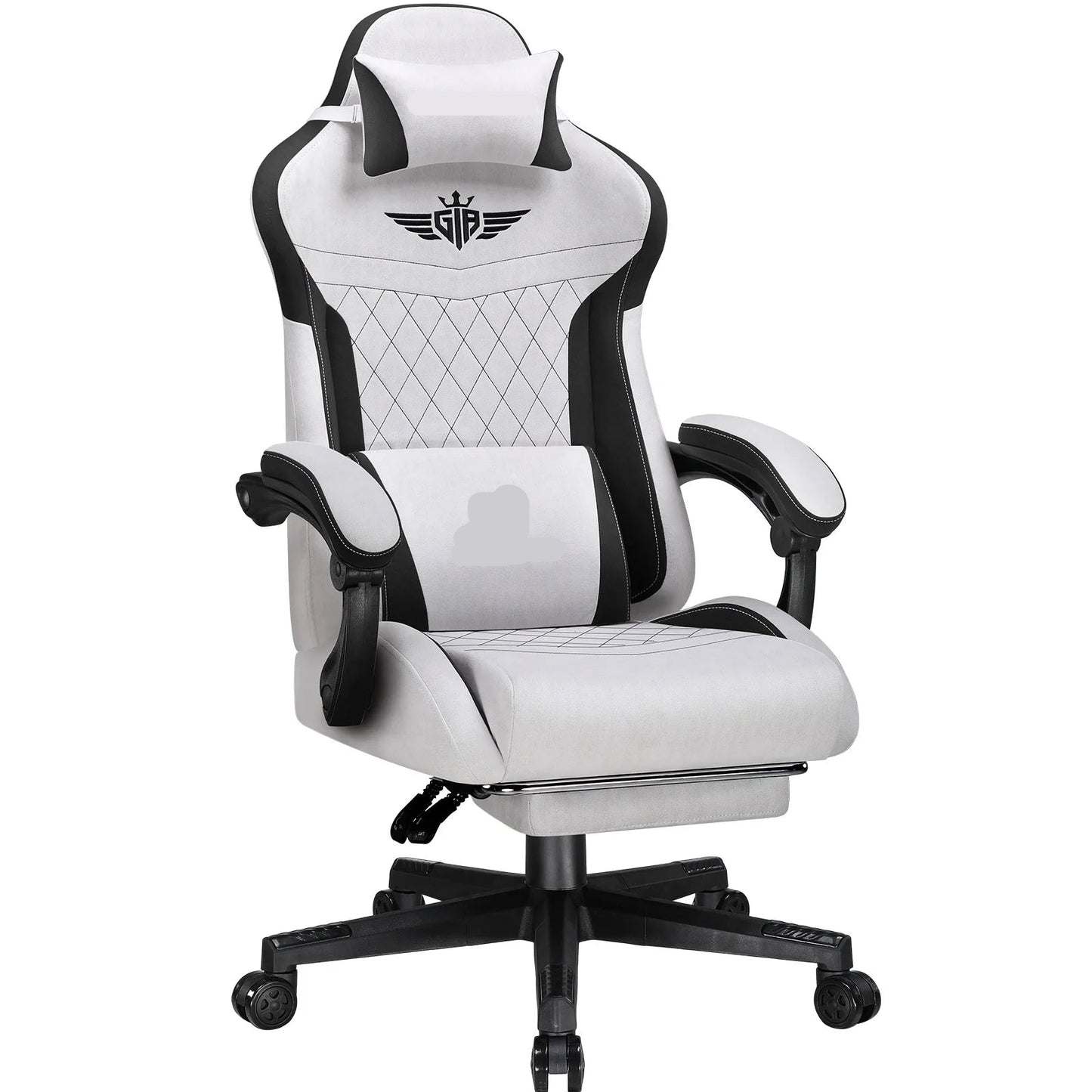 Ergonomische Bureaustoel – Gamingstoel – Kantoorbureau Stoel – Comfortabele Stoel – Verstelbare Rugleuning – Ademend Stof – Voetensteun - Grijs