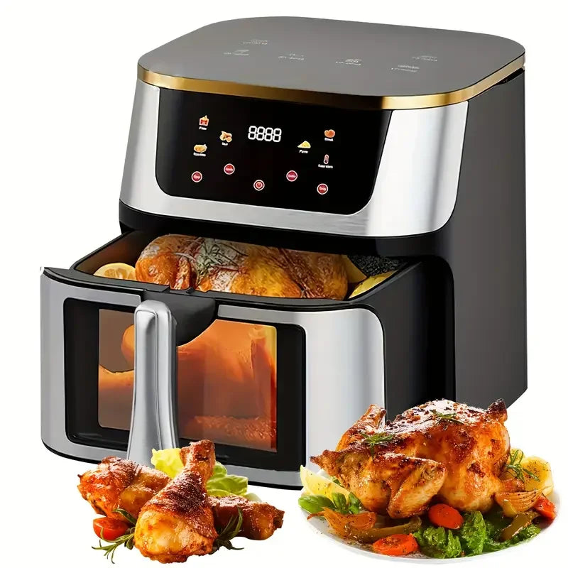 Heteluchtfriteuse – Airfryer - Airfryer Oven - 12L - 2000W - Touch Display - Airfryer Zonder Olie - Kijkvenster - RVS - Hoge Temperatuur - Zwart
