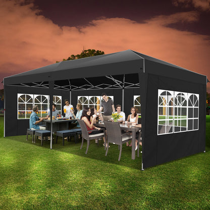 Vouwwagen – Pop-Up Tent – Opvouwbare Tent – Buiten Tent – Waterafstotend Oxford – 3x6 Meter – 6 Afneembare Zijwanden - Wit