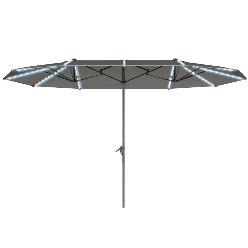 Dubbele Parasol – Grote Parasol – Tuinparasol – Balkonparasol – Aluminium Frame – UPF 50+ Bescherming – Ingebouwde Solar LED's