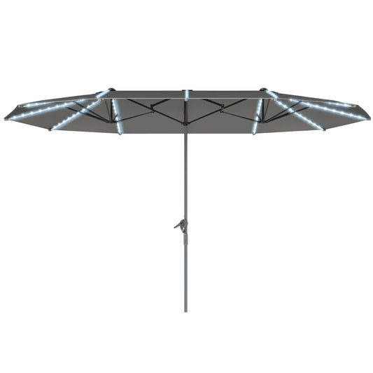 Dubbele Parasol – Grote Parasol – Tuinparasol – Balkonparasol – Aluminium Frame – UPF 50+ Bescherming – Ingebouwde Solar LED's