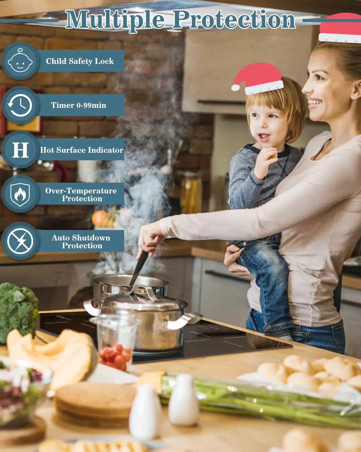 Inductie Kookplaat - Elektrische Kookplaat - Keramisch Kookplaat - Induction Hob - Elektrische Brander - 4-pits - Inbouw - 6600W - 220V - Kinderbeveiliging - Timerfunctie - 4 Individuele Bedieningsknoppen