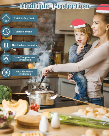Inductie Kookplaat - Elektrische Kookplaat - Keramisch Kookplaat - Induction Hob - Elektrische Brander - 4-pits - Inbouw - 6600W - 220V - Kinderbeveiliging - Timerfunctie - 4 Individuele Bedieningsknoppen