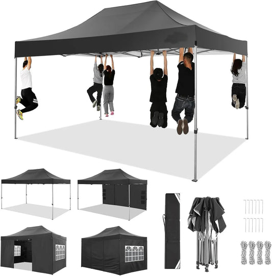 Partytent – Opvouwbare Tent – Tuinentent – Markttent – 3x4,5 Meter – Waterdicht 420D Oxford – Verstelbare Hoogte - Zwart