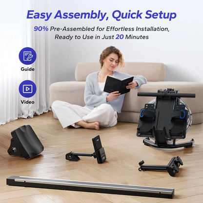 Roeitrainer – Waterroeier – Fitnessapparaat – Thuistrainer – Waterweerstand – 15 Liter Tank – Bluetooth Display