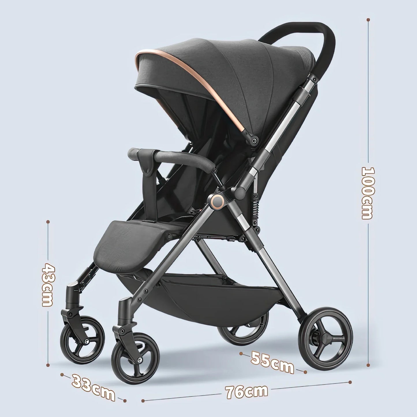 Kinderwagen – Wandelwagen - Babywagen – Inklapbaar - Compacte Baby Kinderwagen - Ultraleichte - Comfortabel - Veilig – Schokabsorptie - Zwart