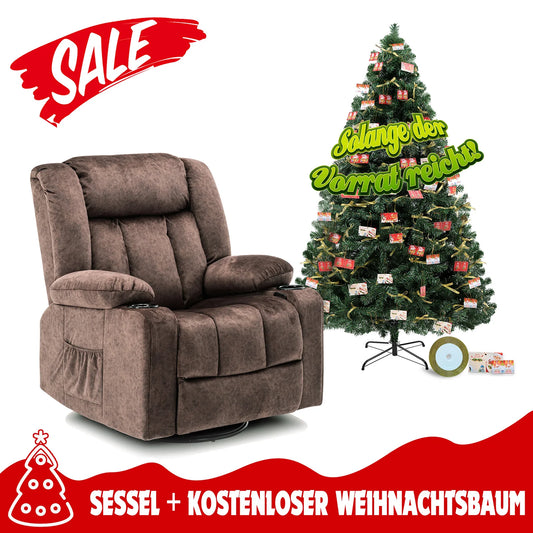Relaxfauteuil – Relaxstoel – Fauteuil – Loungechair – Zetel – Verstelbaar – Robuuste Stalen Constructie – Inclusief Kunstkerstboom Geelgroen H-CT003