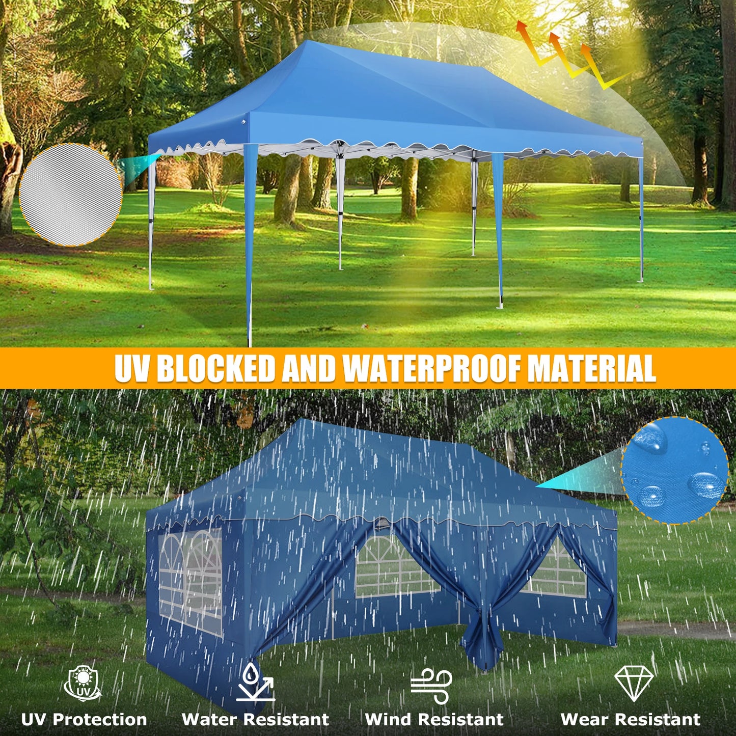Tuinpaviljoen – Tuinoverkapping – Partytent – Buitenverblijf – Overkapping – Roestvrij Stalen Frame – Waterdicht Oxford Doek - 3 x 6 Meter - Donkerblauw