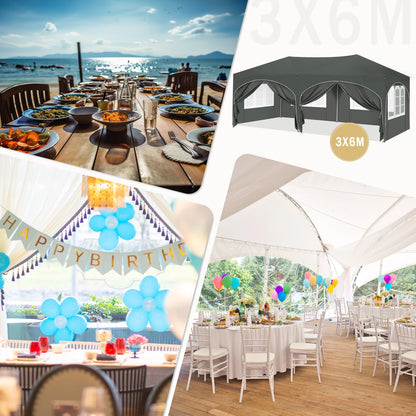 Pop-Up Tent – Tuinpaviljoen – Opblaasbare Tuintent – Buiten Shelter – 3x6 Meter – UV-Bescherming 98% – Verstelbare Hoogte - Blauw