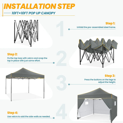 Tuinpaviljoen – Partytent – Opvouwbare Tuinfeesttent – Overkapping – Feesttent – 3x3 Meter – Water- En UV-Bestendig - Grijs