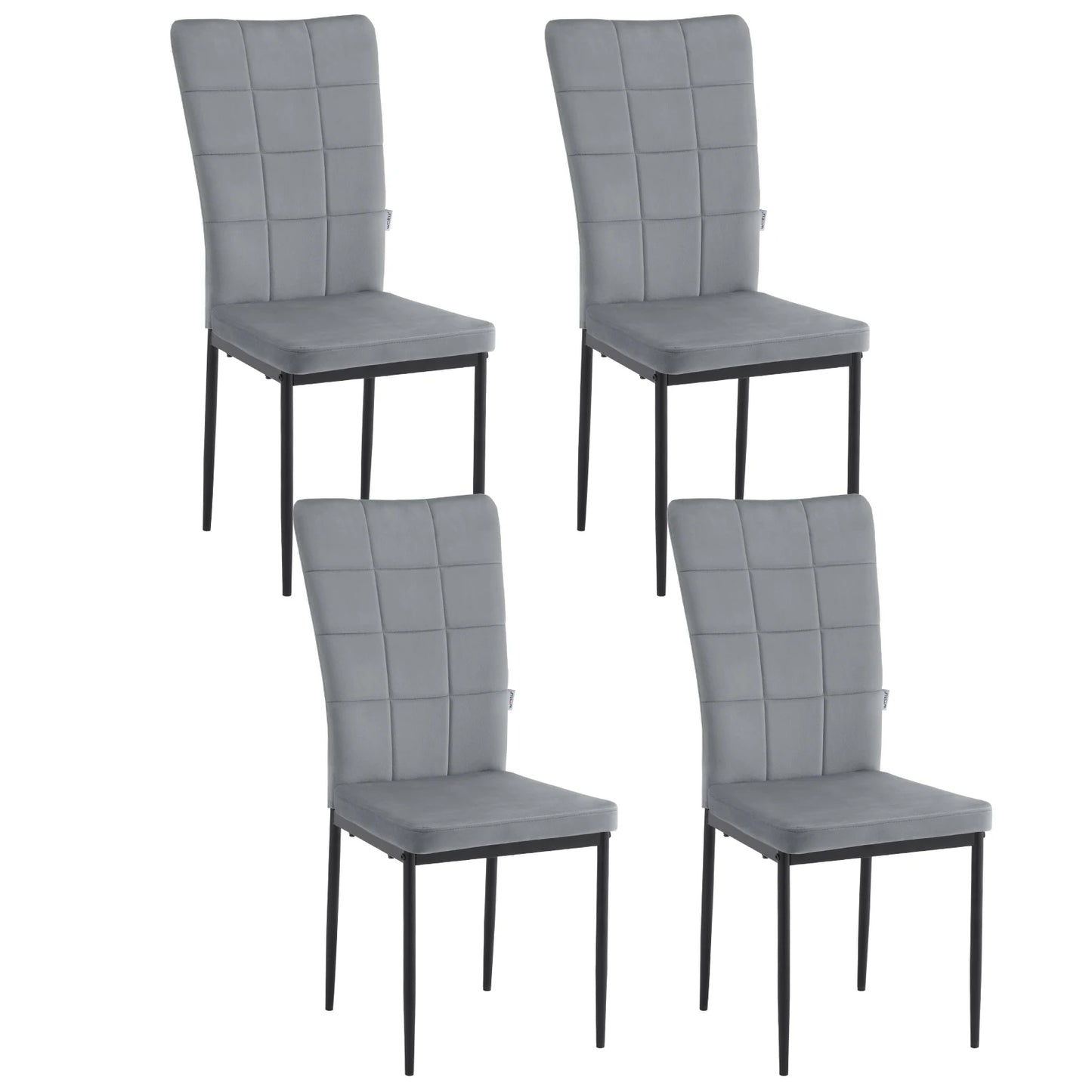 Eetkamerstoelen - Set Moderne Eetkamerstoel - Eetstoel - Tuinstoelen - Gevoerde Stoelen met Hoge Rugleuning - Elegante Fluwelen Stoelen voor Woonkamer, Keuken en Restaurant - Set van 4 - Donkergrijs