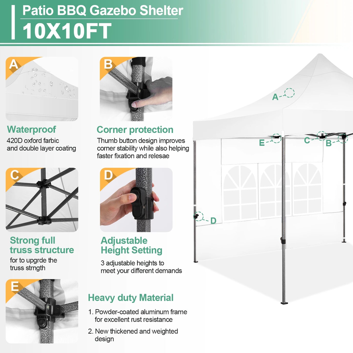 Pop-Up Partytent – Partytent 3x3m – Tent Waterdicht – Vouwtent – UV Bescherming – Slijtvast 420D Polyester – Windbestendig - Wit