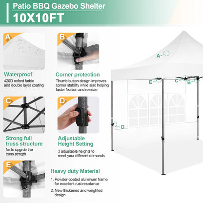 Pop-Up Partytent – Partytent 3x3m – Tent Waterdicht – Vouwtent – UV Bescherming – Slijtvast 420D Polyester – Windbestendig - Wit