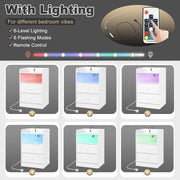 Nachtkastje - Bijzettafel - Nachtkastje met Oplaadstation – 2 USB-poorten - 2 Stopcontacten – Bijzettafel met Verstelbare LED-Verlichting – Houten Overbedtafel – Modern Slaapkamermeubel - 40x64x35 cm - Wit