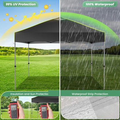 Pop-Up Tent – Vouwtent – Evenemententent – Marktkraamtent – Waterdicht Oxford Doek – UPF 50+ Bescherming – Verstelbare Hoogte - 3 x 3 m - Zwart